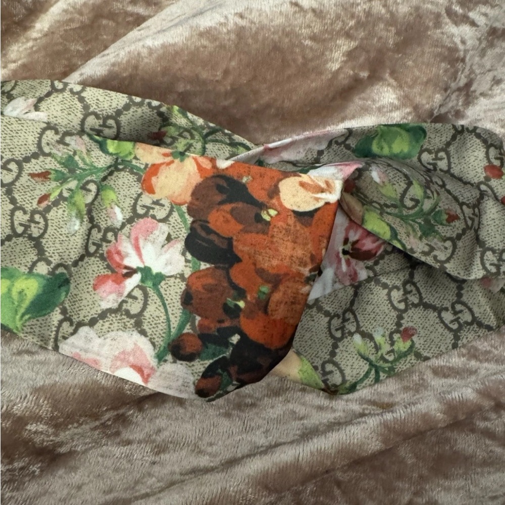 Gucci Floral Silk GG Monogram Headband Turban - Picture 2 of 6